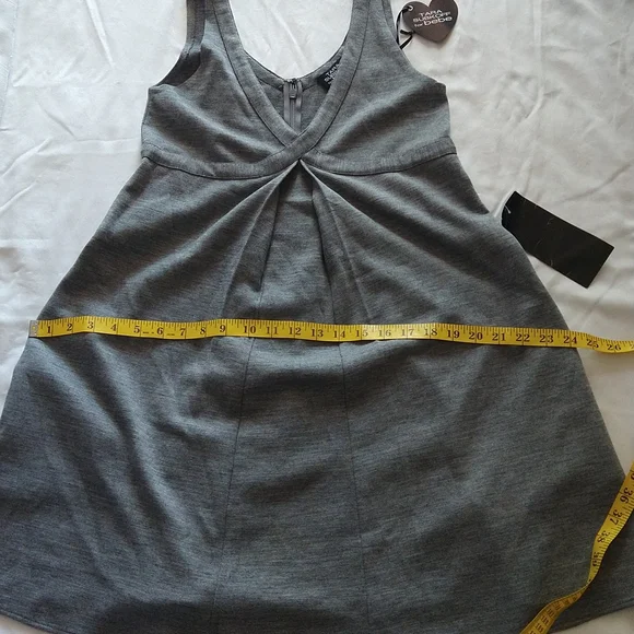 Gray Wool Blend Imperial Tank Mini Dress Sleeveless V-Neck Pockets Size Medium - Picture 11 of 16